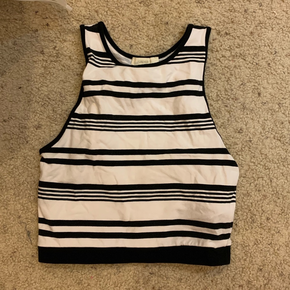 Forever 21 black and white striped crop top!